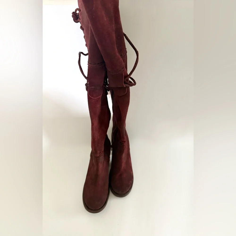 Women's Over-the-Knee Suede Boots in Burgundy